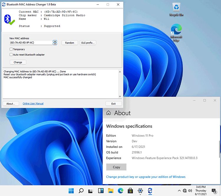 Bluetooth Address Changer in Windows 11