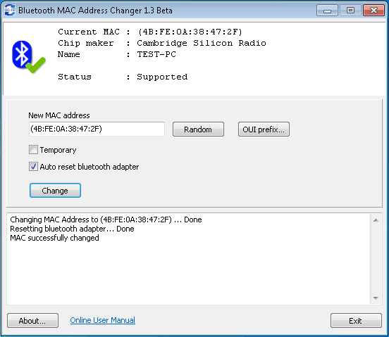 Bluetooth mac address