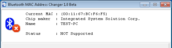 Bluetooth MAC Address Chnager - Bluetooth Adapter not supported